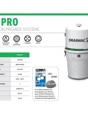 Aspirateur central Drainvac Pro 107